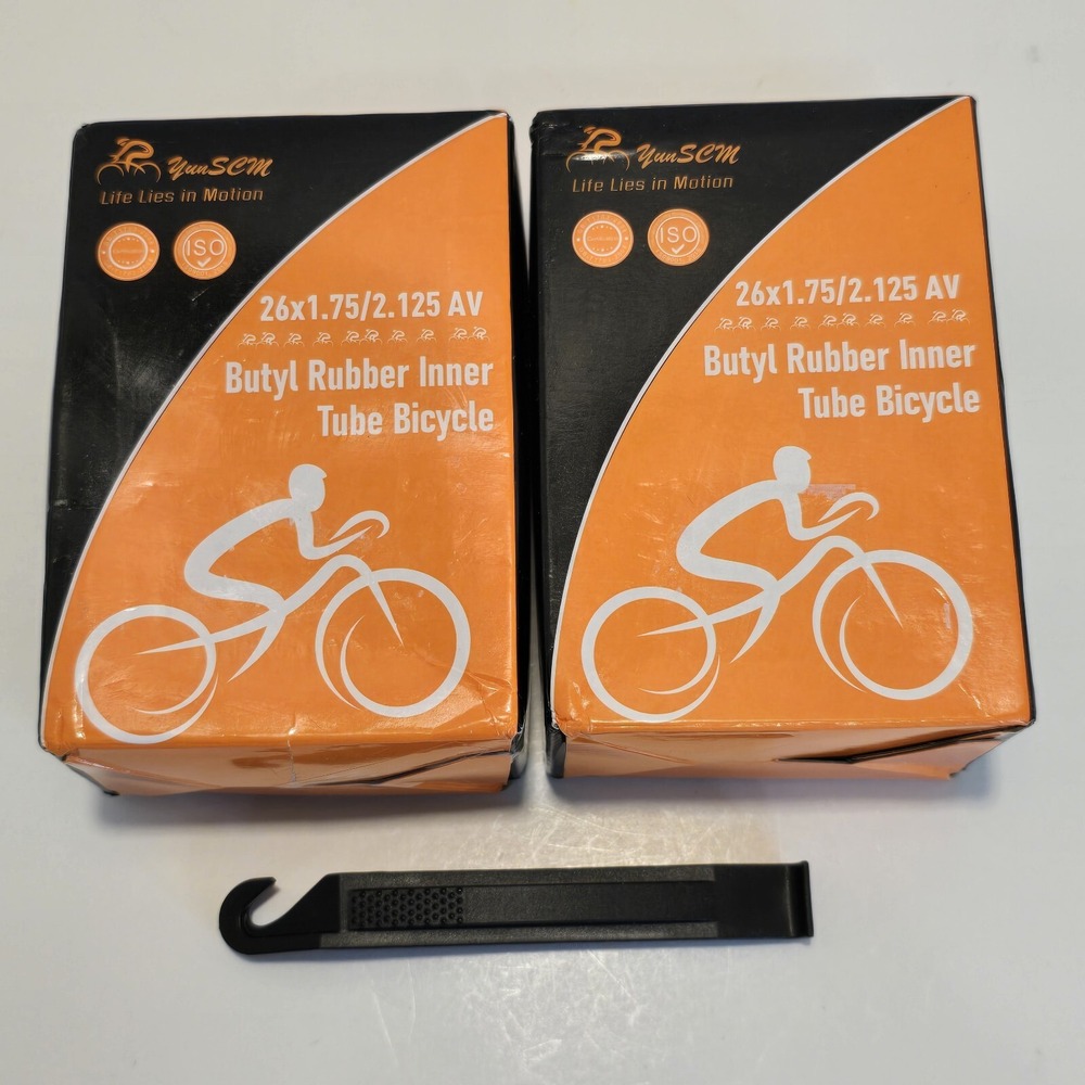 YUN SCM Butyl Rubber Inner Tubes Bicycle 26 x 1.75/2.125 AV Lot Two New - Picture 1 of 7